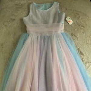 Justice Tulle &Sequence Dress Size 14 Pink Purple